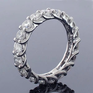 3.20 CT Diamond Braided Prong Eternity Band in Low Profile Platinum Setting NEW - Picture 1 of 9