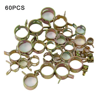 60 Pcs Spring Steel Clip Pipe Fuel Hose Air Tube Clamp Fastener 6-15mm Set Kits - Image 1 of 4