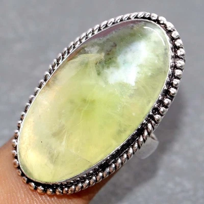 Anello Prehnite Argento 925 Placcato US 6 Regalo per Bestia GW - Immagine 1 di 3
