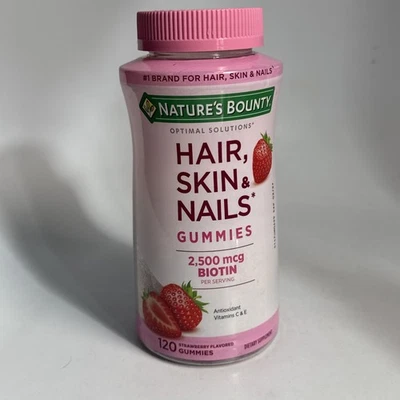 Nature's Bounty 头发皮肤和指甲木乃伊 2500 麦克生物素 120 克拉 2017 年 03/密封 — 第 1/4 张图片