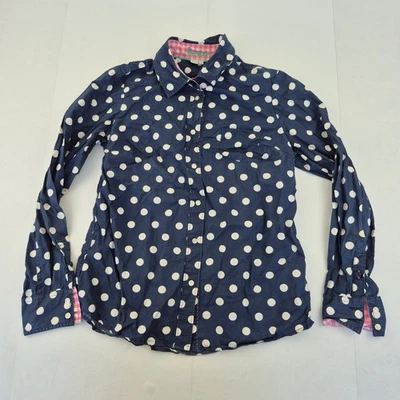 Camisa BODEN 10R azul marino para mujer con botones 100 % algodón lunares man... - Imagen 1 de 4
