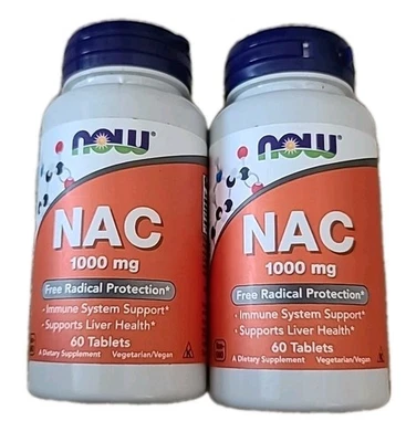 2 × NOW FOODS NAC 1000 mg 60 Comprimidos Protección Radicales Libres* Sistema Inmunológico 10/27 Foto 1 de 4