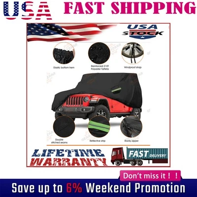 6-Layer Car Cover For Jeep Wrangler 2 Door CJ YJ TJ JK Dust UV Rain 6-Layer - Image 1 of 4