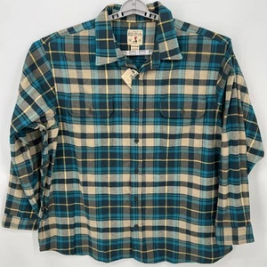 NUEVO CON ETIQUETAS Camisa de Trabajo Pelirroja Para Hombres Talla 3XL Azul Franela a Cuadros Abotonada Exterior NUEVA - Imagen 1 de 9