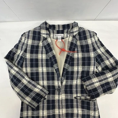 Платье Barn женщины льняной смеси с подкладкой 1 кнопка карманы синий белый блейзер маленький - Изображение 1 из 4