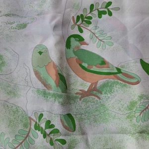 Vintage 1970's Soft Green Birds Stable Nylon Sewing Fabric 2 3/4 yd x 44" - Picture 1 of 4