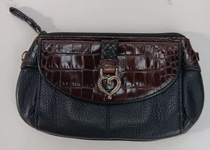 BRIGHTON Umhängetasche Geldbörse Clutch schwarz Pebbled Leder Reptil ohne Riemen - Bild 1 von 6