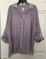 Chicos Womens 2 Button Down Blouse Purple Shirt Top