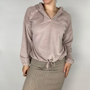 BAREFOOT DREAMS Luxechic Hoodie in Faded Rose Velvet Drawcord at Waist - Picture 1 of 5