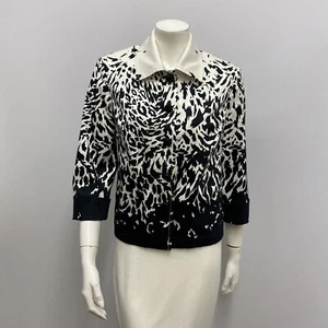 St. John Collection Jacket Black & White Animal Print Back Inverted Pleat Size 6 - Picture 1 of 7