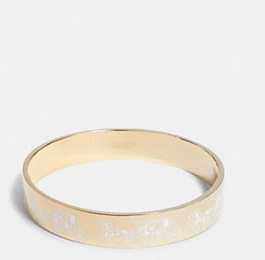 Coach 1790 Horse and Carriage Bangle Bracelet in Gold/White New with Tags - Picture 1 of 2