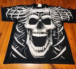 Vintage Single Stitch Skeleton All Over Print Tee Large AOP 90s Fantasy  - Bild 1 von 9