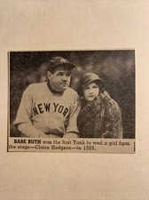 Babe Ruth 1929 Married Claire Hodgson  1954 Sporting News Baseball 4X3 Panel