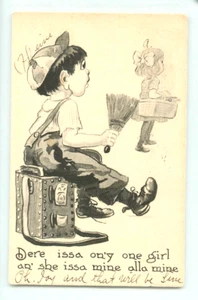 Postcard, Shoeshine. der issa on'y one girl an she alla mine. comic romance - Bild 1 von 2