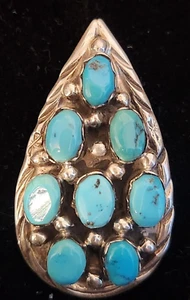 Vintage Navajo Türkis 8 (acht) Stein Sterlingsilber Anhänger - Bild 1 von 2
