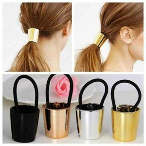 Hair Cuff Wrap Ring Rope Woman Girls Ponytail Holder Tie Band Metal Elastic Chic - Picture 1 of 12