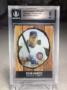 2003 Bowman Heritage Ryan Harvey Rookie #261 - BGS 9 - Chicago Cubs - Picture 1 of 3
