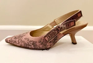 DIOR J'ADIOR SLINGBACK PUMP IN EMBROIDERED COTTON PINK SIZE 35 - Picture 1 of 7