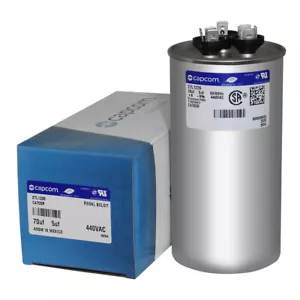 70+5 uF 440 VAC Genteq GE Capacitor 70/5 Dual MFD Run Round C4705R 27L1226 - Picture 1 of 3