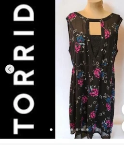 Torrid Womens floral chiffon skater dress size 0 - Picture 1 of 6