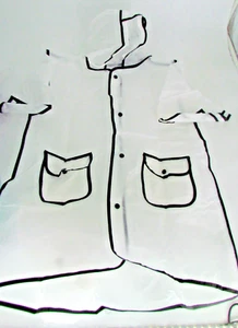 New Cat Youth Large 14-16 Hooded Rain Jacket Clear with Black Outlines - Picture 1 of 6