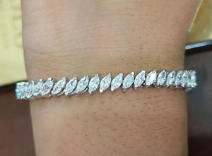 7 Ct Marquise Lab-Created Diamond 14k White Gold Plated Women's tennis Bracelet - Picture 1 of 2