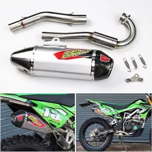 FULL SYSTEM EXHAUST MUFFLER RACING PIPE STAINLESS STEEL SET FOR KAWASAKI KLX140 - Picture 1 of 13