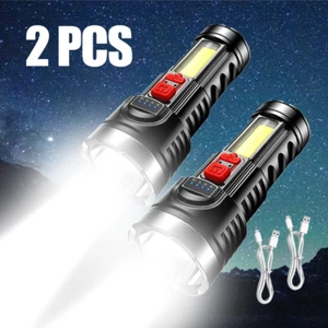 2X 990000000 Lumens Super Bright LED Tactical Flashlight Rechargeable Work Torch - Picture 1 of 22