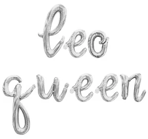 LEO QUEEN Cursive Script Letter Balloon Banner - DIY Birthday Party Decorations - Picture 1 of 20