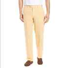 Hiltl Parma 48 Yellow Mustard Flat Front Solid Linen Trouser Pants Unhemmed