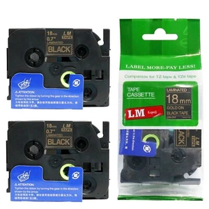 Paquete de 2 cintas doradas sobre negras de 18 mm para fabricante de etiquetas P-touch modelo PT9600, PT-9600 - Imagen 1 de 1