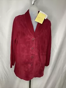 NWT Linea by Louis Dell'Olio Washable Suede and Knit Jacket Burgundy Small QVC - Picture 1 of 9