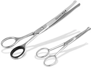 Juego de tijeras para el pelo para perros mascotas tijeras para el pelo tijeras para patas curvas rectas 2 piezas - Imagen 1 de 7