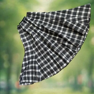 Marks & Spencer Per Una Black White Plaid Check A Line Midi Skirt Size 14 - Picture 1 of 1