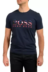 Hugo Boss Men's "Tee 3" Navy Blue Logo Print Short Sleeve T-Shirt US S IT 48 - Picture 1 of 6