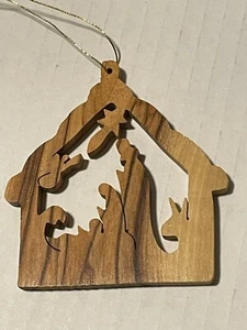 EarthWood Holy Family Nativity Carved Bethlehem Signed Christmas Ornament - Picture 1 of 6