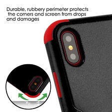 iPhone X / XS - Hard & Soft Hybrid Armor High Impact Skin Case Cover Black Red