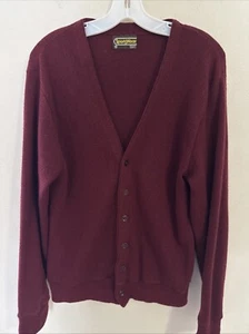 Vintage 60s/70s Sears Sportswear Knit Cardigan sweater Medium Grandpa Burgundy - Picture 1 of 3