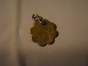 1917 PORTER TWP, CASS CO, MICHIGAN BRASS TAG DOG TAX - Picture 1 of 4