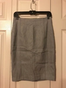 White House Black Market Light Gray Linen Pencil Skirt Size 2 NWT - Picture 1 of 8