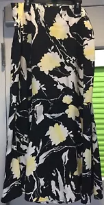 Cato Damen Größe 8 ausgestellter langer Rock weiß, gelb, schwarz Blumenmuster - Bild 1 von 10
