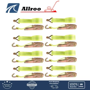8 Pack 2" x 15' Ratchet Straps With J Hook Heavy Duty Tie Downs 5000 Lbs - Picture 1 of 10