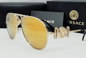 Occhiali da sole VERSACE oro/oro specchio VE2249 10027P 65 aviator PILOT NUOVI CON SCATOLA! - Foto 1 di 13