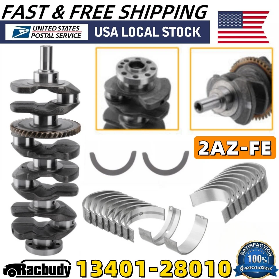 Cigüeñal del motor 2AZFE 2AZ 2,4 L y rodamientos de varilla principal para Toyota Rav4 Scion tC xB Foto 1 de 4