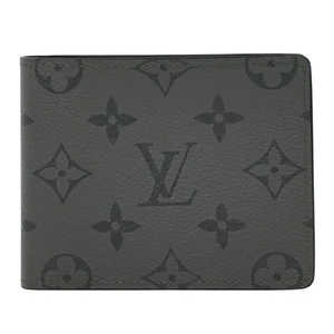 Louis Vuitton Slender M80906 Monogram Eclipse Reverse Canvas Bifold Wallet Gray - Picture 1 of 15