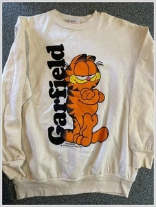 Garfield Sweatshirt 1980s Avon Fashions USA Pullover Cartoon Top 80s Cat - Picture 1 of 11