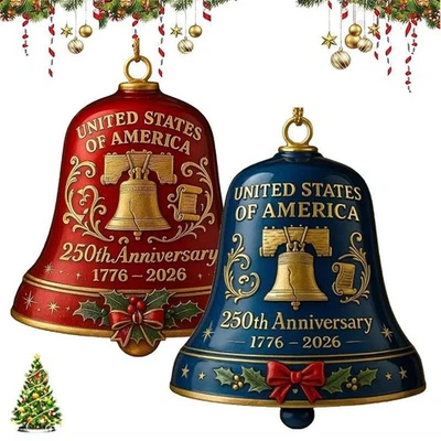 United States 250th Anniversary Bell Christmas Tree Ornament, Christmas Doorbell - Image 1 of 4
