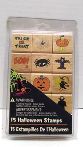 Michael's Set of 15 Halloween Rubber Ink Stamps Crafts Pumpkin Witch Spider Bat - Picture 1 of 2