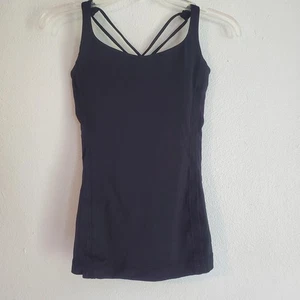 Camiseta sin mangas Lululemon para mujer S negra Free to Be espalda cruzada sujetador incorporado yoga cami - Imagen 1 de 8