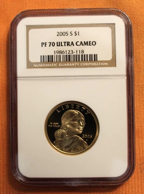 PF70 Ultra Cameo 2005-S Proof Sacagawea Dollar, NGC, $1 - Image 1 of 2
